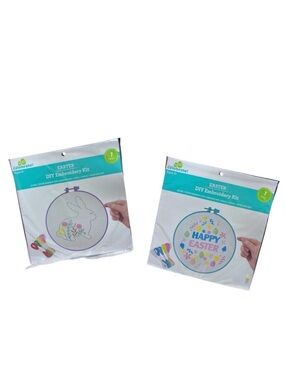 Celebrate! Easter DIY Embroidery Kits - White with Purple and Teal Accents